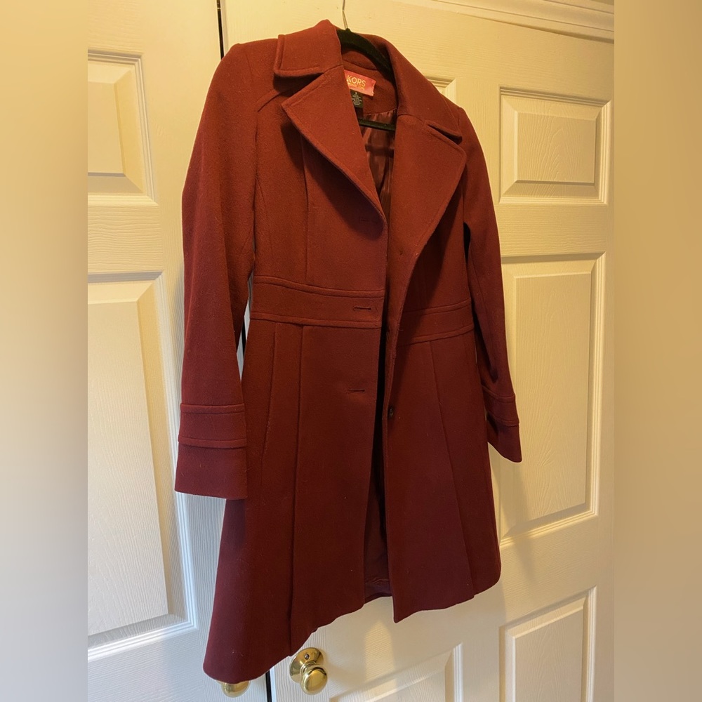 KORS Michael KORS burgundy wool coat